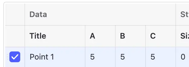 Screenshot of the checkbox that appears in the table to select a row